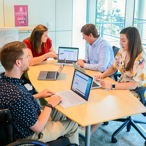 students working together in the data lab