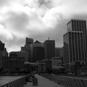 Cityscape in black and white