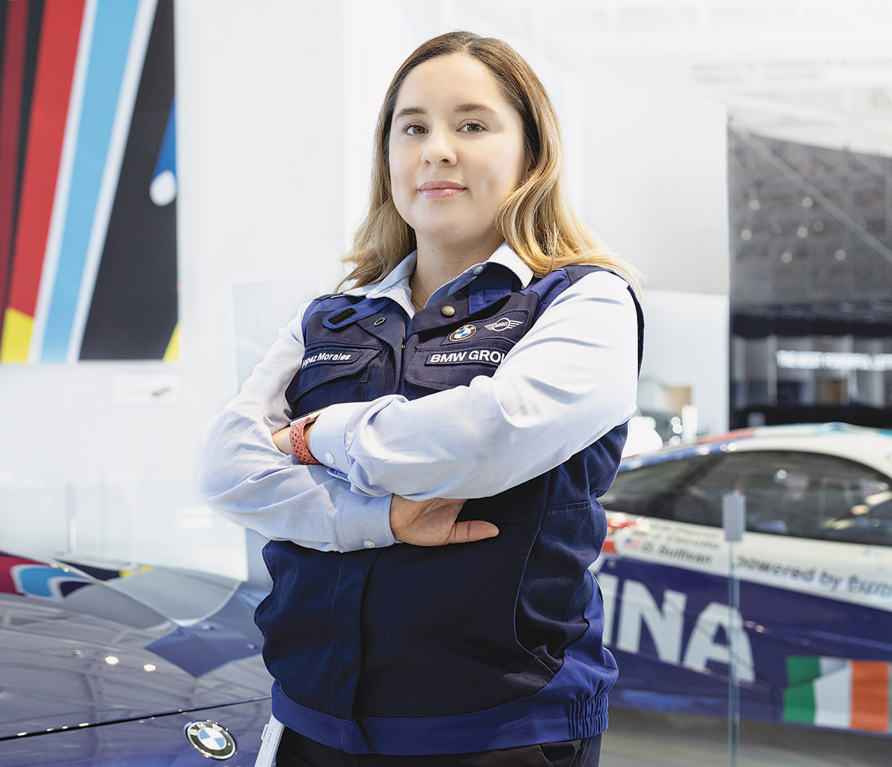 Katherine Lopez Morales in the BMW showroom